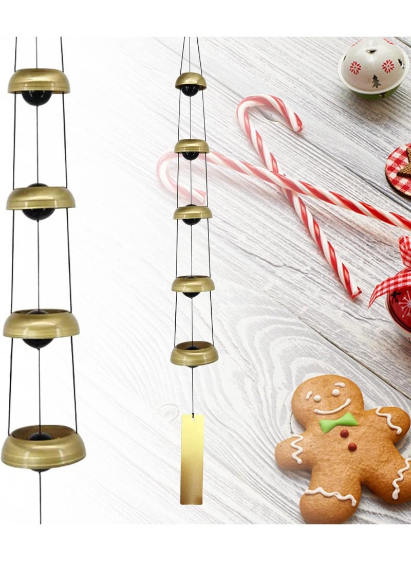 Copper Wind Chimes, Temple Wind Chime with 5 Bells, Feng Shui Wind Chimes for Home Yard Outdoor Decoration, A Great Memorial Wind Chime for Someone who Loves Peace - Image 1